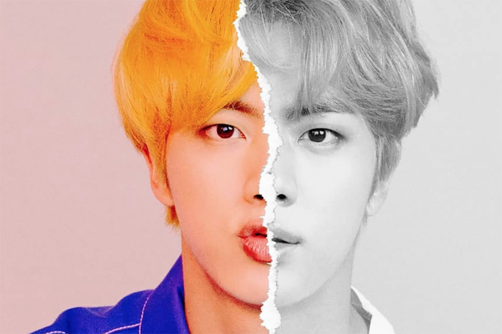 Джин БТС. БТС С желтыми волосами. Jin BTS профиль. Джин из БТС до и после.